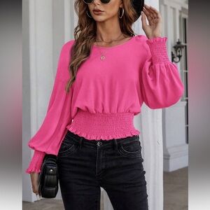 NWOT- SHEIN Pink V-neck Blouse - XS